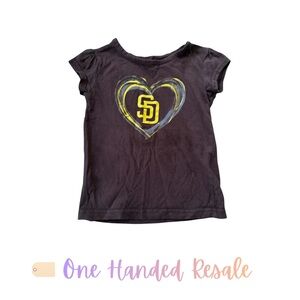 🤎 San Diego Padres MLB Kids Brown and Yellow Heart Logo T-Shirt 2T